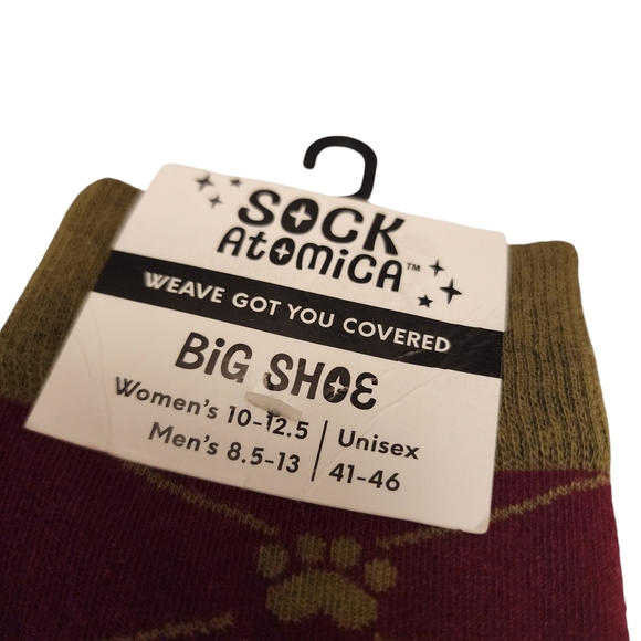 Pomeranian Pup Paw Argyle Unisex Socks NWT - Picture 8 of 9